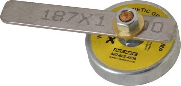 Mag-Mate - 250 Amps Grounding Capacity, 3-1/2" Diam, 2-1/4" High, 35 Lb Max Pull Force, Rare Earth Magnetic Welding & Fabrication Ground Clamp - 55 Lb Average Pull Force, Round Cup Magnet, Brass Stud, Compatible with Flat Surface - Caliber Tooling