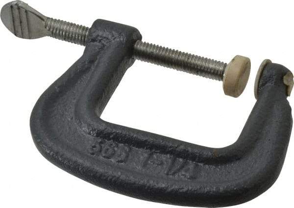 Hargrave - Light-Duty 1-1/4" Max Opening, 1-3/16" Throat Depth, Ductile Iron Standard C-Clamp - 550 Lb Capacity, 0" Min Opening, Standard Throat Depth, Steel Screw - Caliber Tooling