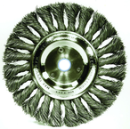 8" - Diameter Standard Twist Knot Wire Wheel; .014" Steel Fill; 3/4" Arbor Hole - Caliber Tooling