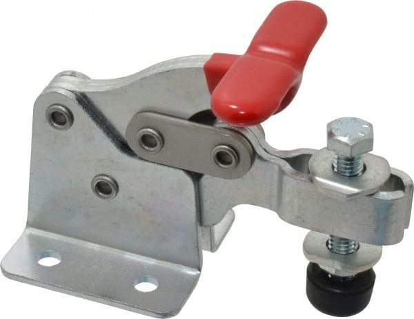 De-Sta-Co - 750 Lb Holding Capacity, Horizontal Handle, Manual Hold Down Toggle Clamp - 168° Handle Movement, 90° Bar Opening, U-Bar, Flanged Base, Electro-Plated Zinc, Carbon Steel - Caliber Tooling