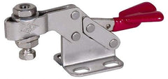 De-Sta-Co - 750 Lb Holding Capacity, Horizontal Handle, Manual Hold Down Toggle Clamp - 168° Handle Movement, 90° Bar Opening, U-Bar, Flanged Base, Electro-Plated Zinc, Stainless Steel - Caliber Tooling