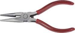 Proto - 7-1/2" OAL, 2-5/8" Jaw Length x 3/4" Jaw Width, Long Nose Side Cutting Needle Nose Pliers - Serrated Jaw, Plastisol Handles - Caliber Tooling