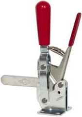 De-Sta-Co - 750 Lb Holding Capacity, Vertical Handle, Manual Hold Down Toggle Clamp - 58° Handle Movement, 103° Bar Opening, Solid Bar, Flanged Base, Electro-Plated Zinc, Carbon Steel - Caliber Tooling