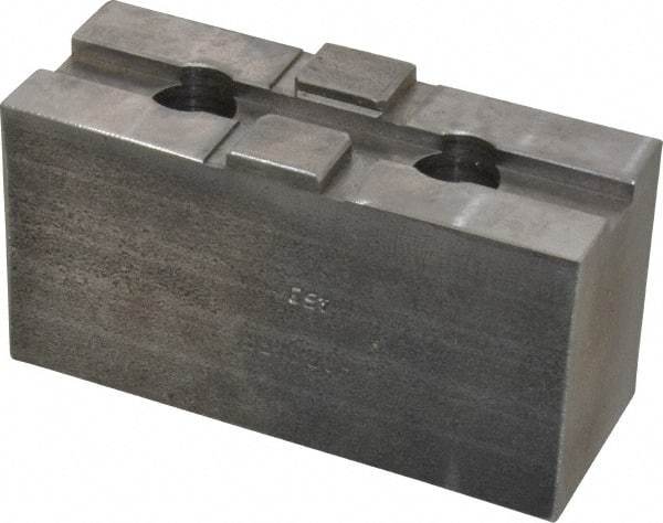 H & R Manufacturing - 10" Chuck Capacity, Tongue & Groove Attachment, Square Soft Lathe Chuck Jaw - Steel, 2.12" Btw Mount Hole Ctrs, 4-1/2" Long x 1-3/4" Wide x 2-3/8" High, 1/2" Groove - Caliber Tooling