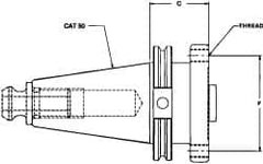 Parlec - 1/2-13 Threaded Mount, Boring Head Taper Shank - Threaded Mount Mount, 2-1/2 Inch Projection, 4.94 Inch Nose Diameter - Exact Industrial Supply