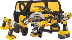 DeWALT - 17 Piece 18 Volt Cordless Tool Combination Kit - Includes 1/4" Impact Driver, 6-1/2" Circular Saw, Cut-Off Tool, Reciprocating Saw, 1/2" Hammer Drill, Battery Included - Caliber Tooling