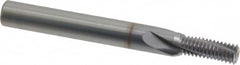 Vargus - 1/4-28, 7/16-28, 1/2-28 UNEF, UNF, 0.203" Cutting Diam, 3 Flute, Solid Carbide Helical Flute Thread Mill - Internal Thread, 0.518" LOC, 2.244" OAL, 1/4" Shank Diam - Exact Industrial Supply