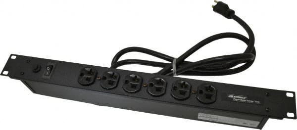 Wiremold - 6 Outlets, 120 Volts, 20 Amps, 6' Cord, Power Outlet Strip - Rack Mount, 6 Front NEMA Configuration, 19" Strip, cULus Recognized - Caliber Tooling