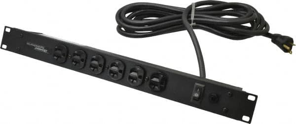 Wiremold - 6 Outlets, 120 Volts, 20 Amps, 15' Cord, Power Outlet Strip - Rack Mount, 6 Front NEMA Configuration, 19" Strip, cULus Recognized - Caliber Tooling