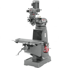 Jet - 9" Table Width x 42" Table Length, Variable Speed Pulley Control, 1 Phase Knee Milling Machine - R8 Spindle Taper, 2 hp - Caliber Tooling