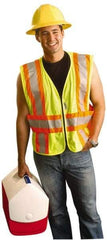 OccuNomix - Size 3X/4XL High Visibility Yellow Mesh Expandable Vest - 58 to 64" Chest, ANSI 107-2015, Zipper Closure, 3 Pockets, Polyester - Caliber Tooling