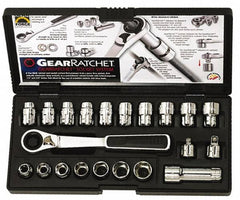 GearWrench - 21 Piece 3/8" Drive Socket Set - 3/8" to 3/4" (10mm to 19mm) Range, Inch/Metric Measurement Standard - Caliber Tooling