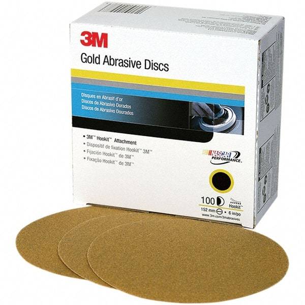 3M - 6" Diam, 120 Grit, Aluminum Oxide Hook & Loop Disc - Fine Grade, Coated, C Weight Paper Backing, Series 236U - Caliber Tooling