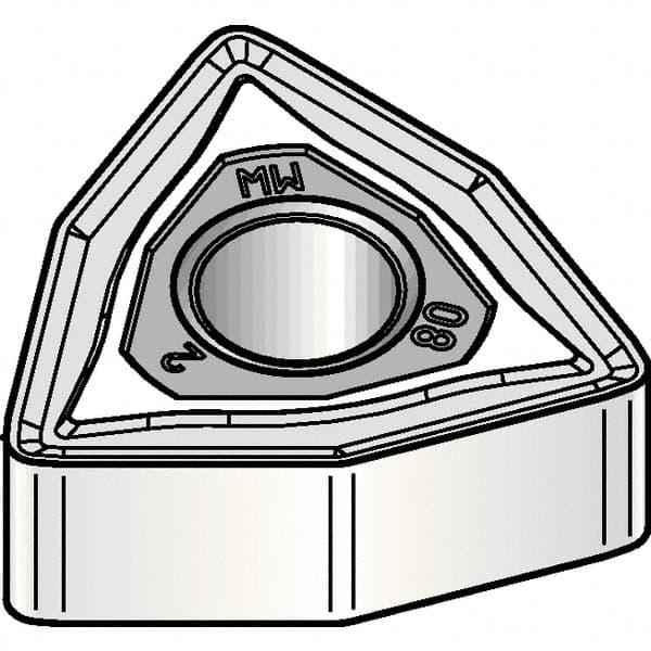 Kennametal - WNMG432 MW Grade KCP05 Carbide Turning Insert - TiCN/Al2O3 Finish, 80° Trigon, 1/2" Inscr Circle, 3/16" Thick, 1/32" Corner Radius - Caliber Tooling