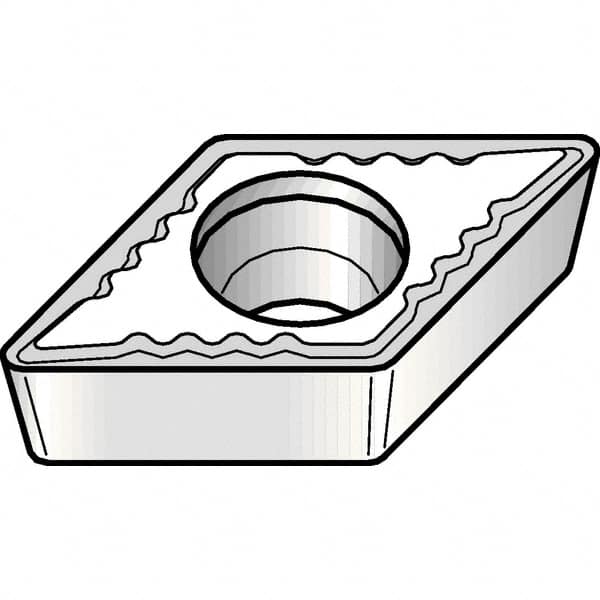 Kennametal - DCMT32.52 UF Grade KCP05 Carbide Turning Insert - TiCN/Al2O3 Finish, 55° Diamond, 3/8" Inscr Circle, 5/32" Thick, 1/32" Corner Radius - Caliber Tooling