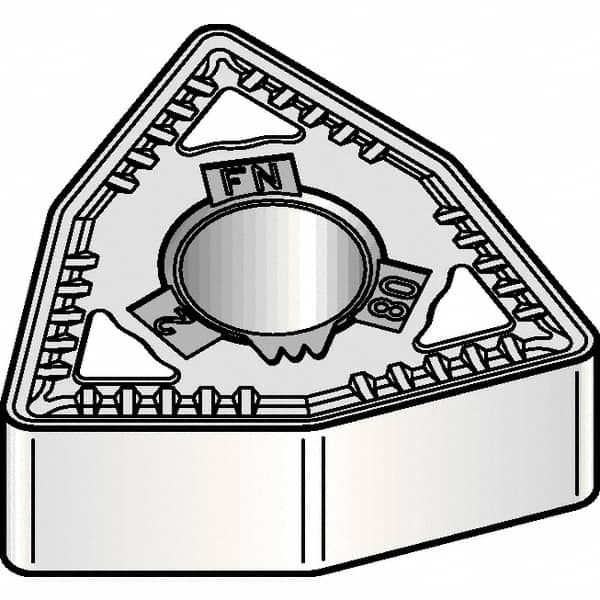 Kennametal - WNMG432 FN Grade KCP10B Carbide Turning Insert - TiOCN Finish, 80° Trigon, 1/2" Inscr Circle, 3/16" Thick, 1/32" Corner Radius - Caliber Tooling