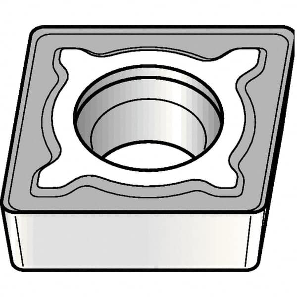 Kennametal - CCMT32.52 MF Grade KCM25B Carbide Turning Insert - TiOCN Finish, 80° Diamond, 3/8" Inscr Circle, 5/32" Thick, 1/32" Corner Radius - Caliber Tooling