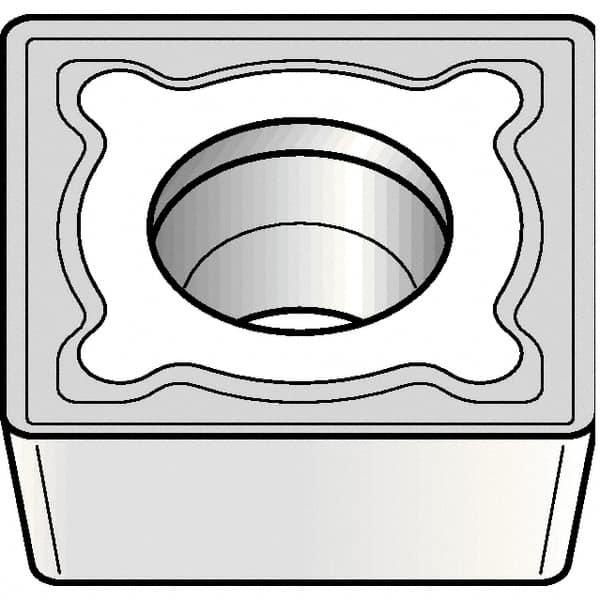 Kennametal - SCMT32.52 MF Grade KCP25B Carbide Turning Insert - TiCN/Al2O3/TiOCN Finish, 90° Square, 3/8" Inscr Circle, 5/32" Thick, 1/32" Corner Radius - Caliber Tooling