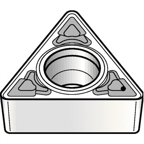 Kennametal - TCMT32.52 MF Grade KCP30 Carbide Turning Insert - TiCN/Al2O3 Finish, 60° Triangle, 3/8" Inscr Circle, 5/32" Thick, 1/32" Corner Radius - Caliber Tooling