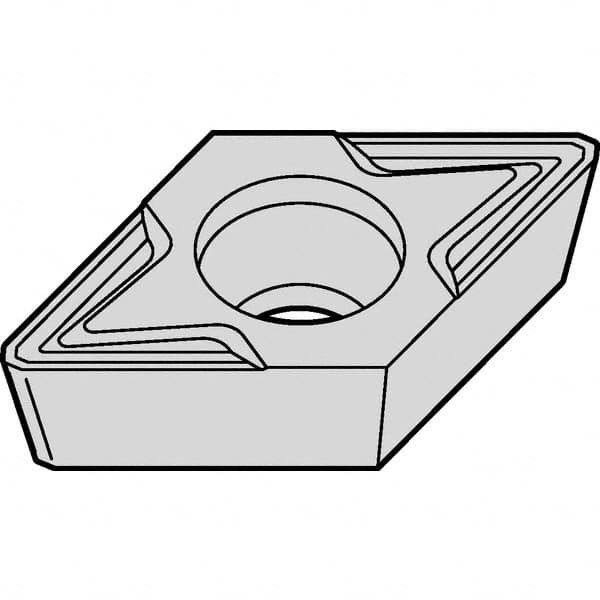 Kennametal - DCMT32.52 MW Grade KCP25 Carbide Turning Insert - TiCN/Al2O3 Finish, 55° Diamond, 3/8" Inscr Circle, 5/32" Thick, 1/32" Corner Radius - Caliber Tooling