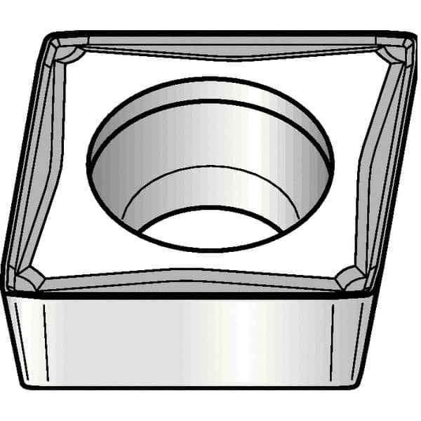 Kennametal - CPMT32.52 FW Grade KCP25 Carbide Turning Insert - TiCN/Al2O3 Finish, 80° Diamond, 3/8" Inscr Circle, 5/32" Thick, 1/32" Corner Radius - Caliber Tooling