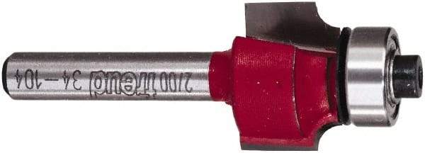 Freud - 3/4" Cut Diam, 1/2" Length of Cut, 0 Flute Round-Over Edge Profile Router Bit - Carbide-Tipped, 1/4" Shank Diam, 2-3/16" OAL, Proprietary Coating - Caliber Tooling