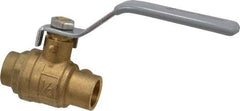 Value Collection - 1/2" Pipe, Full Port, Brass Standard Ball Valve - Inline - One Way Flow, Soldered x Soldered Ends, Lever Handle, 500 WOG - Caliber Tooling