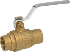 Value Collection - 3/4" Pipe, Full Port, Brass Standard Ball Valve - Inline - One Way Flow, Soldered x Soldered Ends, Lever Handle, 500 WOG - Caliber Tooling