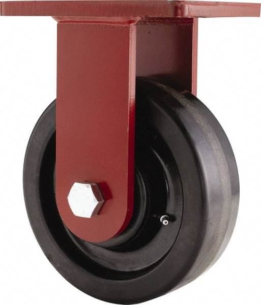 Hamilton - 8" Diam x 2-1/2" Wide x 10-1/2" OAH Top Plate Mount Rigid Caster - Phenolic, 2,000 Lb Capacity, Tapered Roller Bearing, 5-1/2 x 7-1/2" Plate - Caliber Tooling