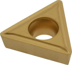 Kennametal - TPMT32.52 LF Grade KC850 Carbide Turning Insert - TiC/TiCN/TiN Finish, 60° Triangle, 3/8" Inscr Circle, 5/32" Thick, 1/32" Corner Radius - Caliber Tooling