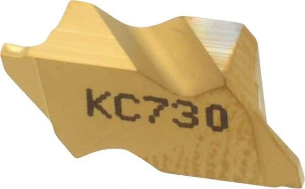 Kennametal - 2031NG K Grade KC730, 0.79mm Cutting Width Carbide Grooving Insert - 1.27mm Max Depth of Cut, Right Hand, 0.09mm Corner Radius, TiN Finish - Caliber Tooling