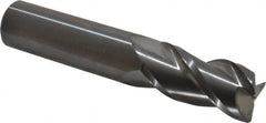 Accupro - 3/4", 3 Flute, Single End, Solid Carbide, 0.045" Corner Radius End Mill - 4" OAL, 40° Helix, Right Hand Flute, 1-1/2" LOC, Right Hand Cut - Caliber Tooling