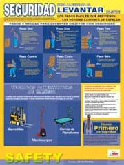 NMC - 18" Wide x 24" High Laminated Paper Back Lifting Information Poster - Spanish - Caliber Tooling