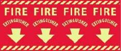 NMC - Fire Extinguisher, Pressure Sensitive Vinyl Fire Sign - 24" Wide x 12" High, Glow-in-the-Dark - Caliber Tooling