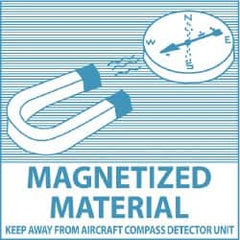 NMC - Magnetized Material - Keep Away From Aircraft Compass Detector Unit DOT Shipping Label - 4" High x 4" Wide - Caliber Tooling