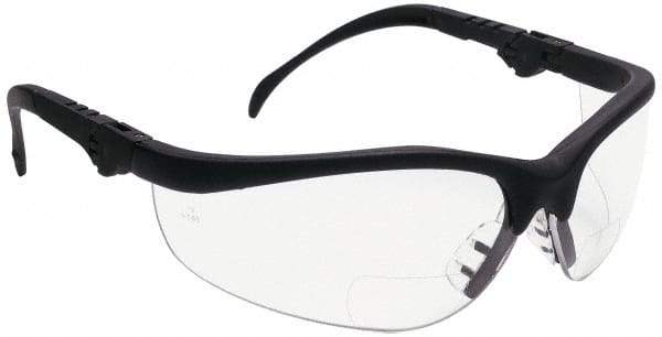 MCR Safety - +2, Clear Lenses, Scratch Resistant, Framed Magnifying Safety Glasses - UV Protection, Adjustable Temples, Black Plastic Frame, ANSI Z87.1+ - Caliber Tooling