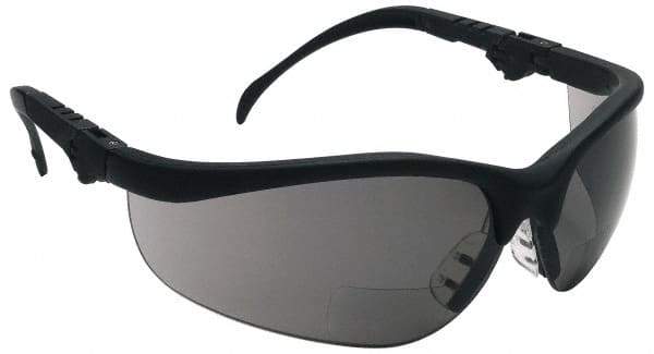 MCR Safety - +2.5, Gray Lenses, Scratch Resistant, Framed Magnifying Safety Glasses - UV Protection, Adjustable Temples, Black Plastic Frame, ANSI Z87.1+ - Caliber Tooling