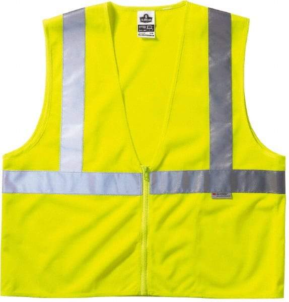 Ergodyne - Size S/M High Visibility Lime Mesh General Purpose Vest - 36 to 44" Chest, ANSI/ISEA 107, Zipper Closure, 3 Pockets, Polyester - Caliber Tooling