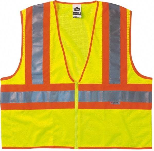 Ergodyne - Size 4X/5XL High Visibility Lime Mesh General Purpose Vest - 58 to 64" Chest, ANSI/ISEA 107, Zipper Closure, 1 Pocket, Polyester - Caliber Tooling