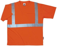 Ergodyne - Size S, Orange, High Visibility, Short Sleeve T-Pocket, - 34 to 36" Chest, 1 Pocket, Polyester - Caliber Tooling