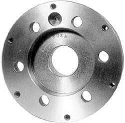 Buck Chuck Company - Adapter Back Plate for 10" Diam Self Centering Lathe Chucks - A1/A2-8 Mount, 3.03" Through Hole Diam, 6.344mm ID, 8.03" OD, 1.032" Flange Height, Steel - Caliber Tooling