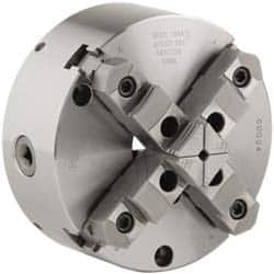 Buck Chuck Company - 4 Jaws, 12" Diam, Self Centering Manual Lathe Chuck - Front Mount, Adjustable, Reversible, 2,300 Max RPM, 4.14" Through Hole Diam, Forged Steel - Caliber Tooling