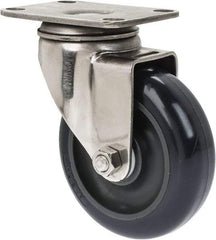 Albion - 4" Diam x 1-1/4" Wide x 5-1/8" OAH Top Plate Mount Swivel Caster - Polyurethane, 350 Lb Capacity, Plain Bearing, 2-1/2 x 3-5/8" Plate - Caliber Tooling