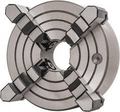 Interstate - 4 Jaws, 8" Diam, Independent Manual Lathe Chuck - D1-5 Mount Spindle, Reversible, 2.165" Through Hole Diam, Cast Iron - Caliber Tooling