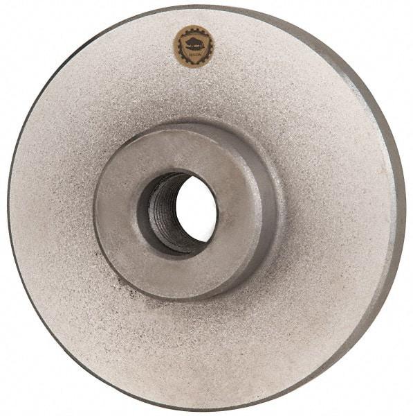 Bison - Adapter Back Plate for 5" Diam Self Centering Lathe Chucks - 1-1/2 - 8 Mount, 1-1/2" Through Hole Diam, 2.677mm ID, 5.079" OD, 0.709" Flange Height, Cast Iron - Caliber Tooling