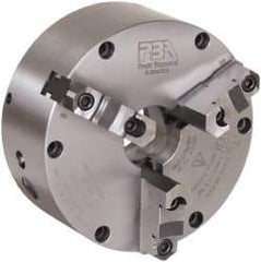 Pratt Burnerd America - 3 Jaws, 10" Diam, Self Centering Manual Lathe Chuck - Plain Back Mount Spindle, Adjustable, Reversible, 3,300 Max RPM, 3" Through Hole Diam, Forged Steel - Caliber Tooling