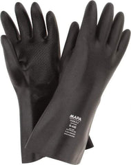 MAPA Professional - Size L (9), 14" Long, 30 mil Thick, Neoprene Chemical Resistant Gloves - Textured Finish, Gauntlet Cuff, Black - Caliber Tooling