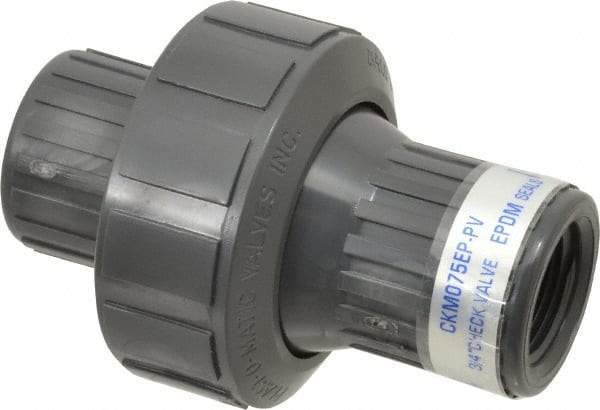 Plast-O-Matic - 3/4" PVC Check Valve - Inline, FNPT x FNPT, 150 WOG - Caliber Tooling