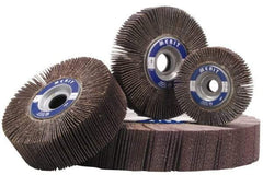 Merit Abrasives - 6" Diam, 60 Grit Ceramic Unmounted Flap Wheel - 1" Hole, 2" Wide, Coated, Medium Grade, 6,000 Max RPM , Cloth Backing - Caliber Tooling