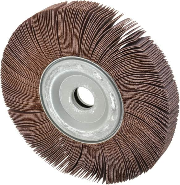 Merit Abrasives - 8" Diam, 60 Grit Aluminum Oxide Unmounted Flap Wheel - 1" Hole, 1" Wide, Coated, Medium Grade, 4,500 Max RPM , Cloth Backing - Caliber Tooling